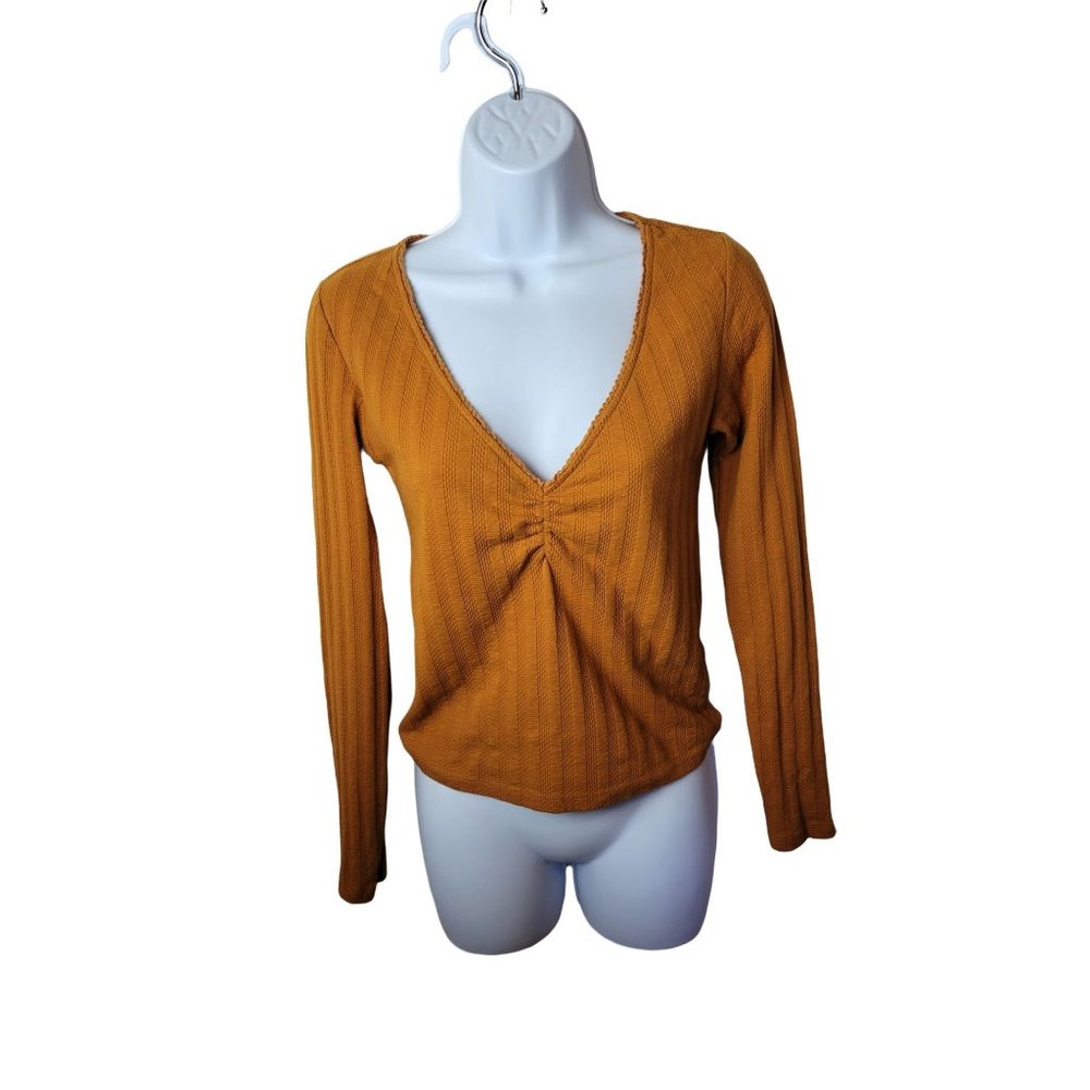 Forever 21 long sleeve top  small mustard  striped